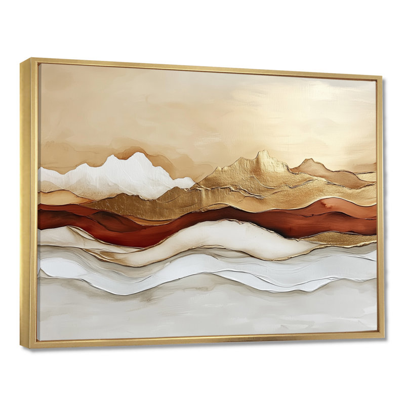 Horizon en lumière dorée II - paysage doré encadré, art mural, H 34 po x l 44 po, Gold Floater Framed