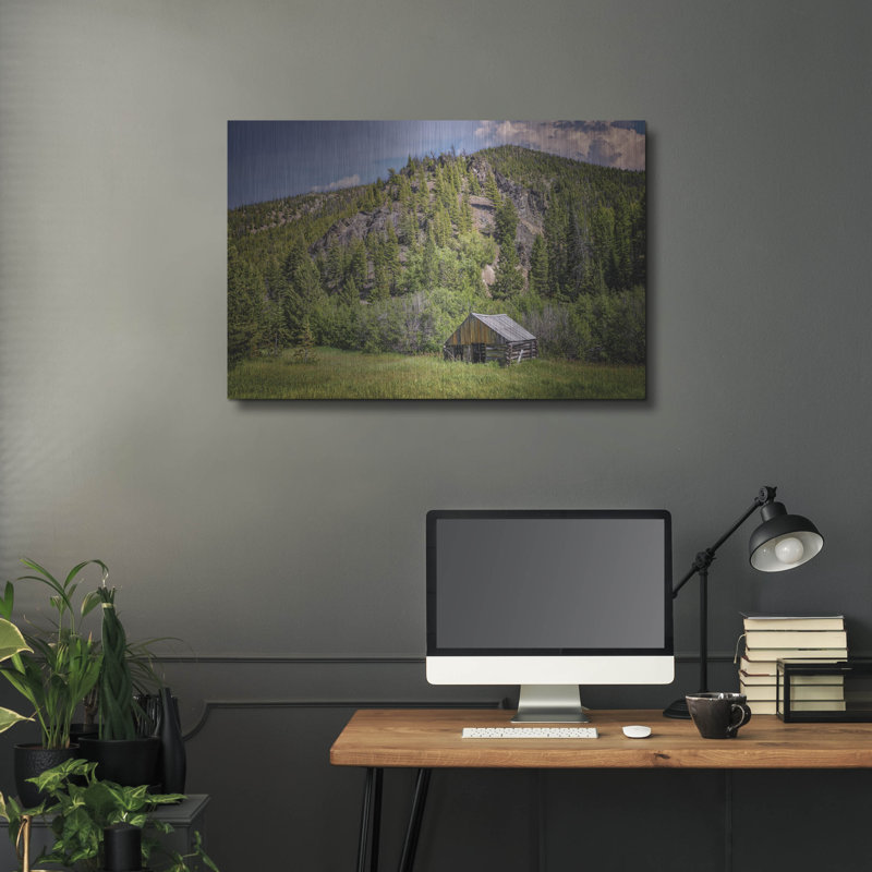 Art mural en métal «Abandined Cabin Custer Id» par Rick Berk, H 12 po x l 16 po
