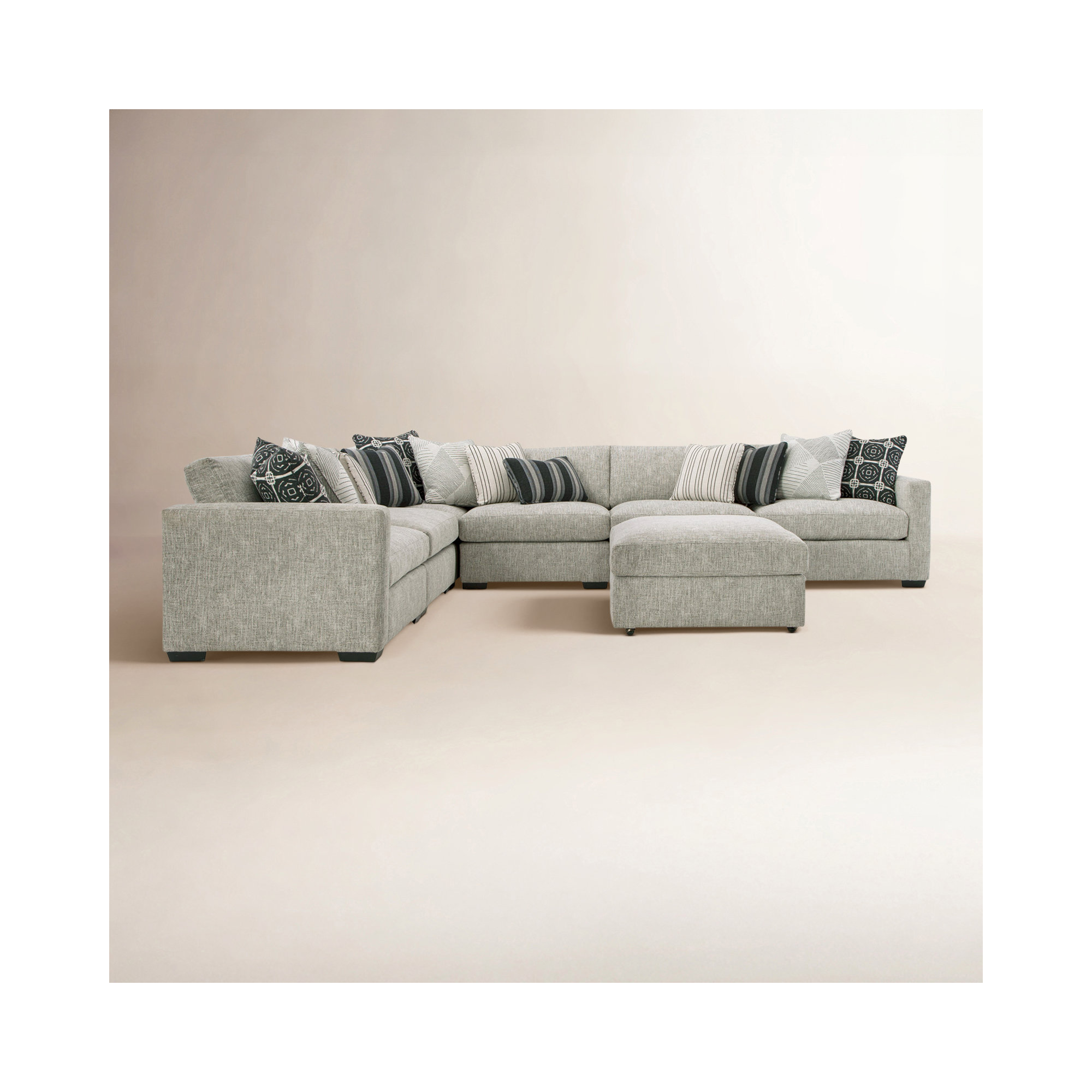 Chrisette Modular Upholstered L-Sectional, Macarena Charcoal Performance
