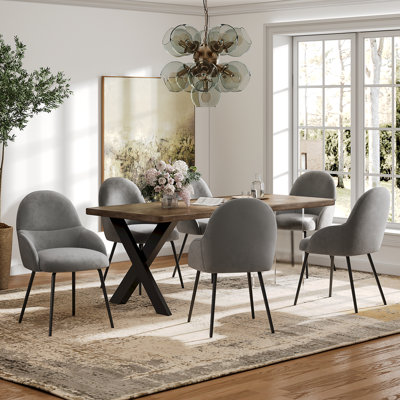 Antin Upholstered Dining Chair With Ergonomic Back And Metal Legs