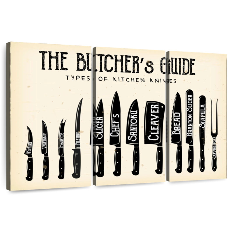 Guide des couteaux de boucher, H 42 po x l 65 po