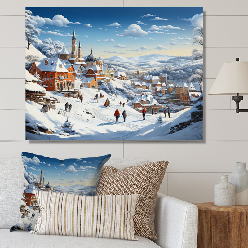 Winter Village Carnival V, reproduction d'art sur toile, H 12 po x l 20 po x P 1 po, Toile tendue