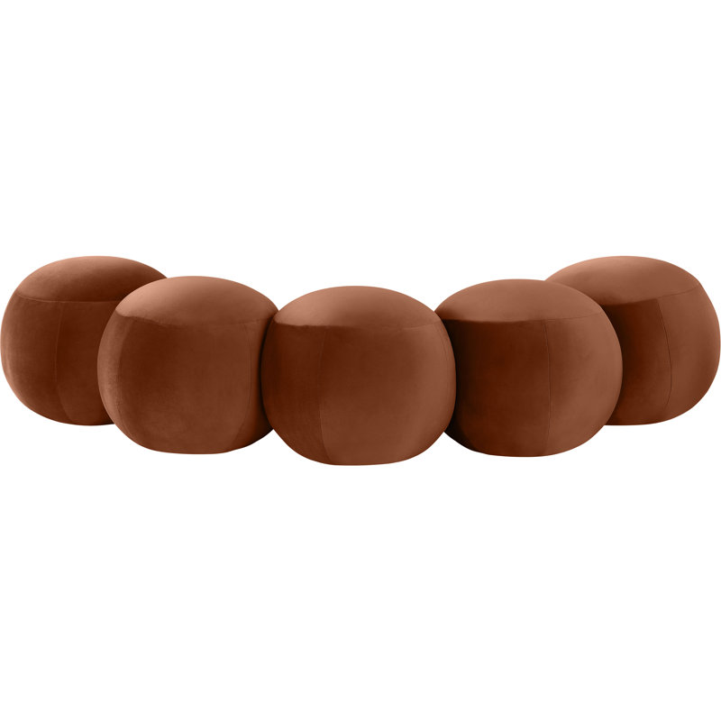 Apollo Velvet Bench, 18" H x 74.50" W x 38.50" D, Cognac Velvet