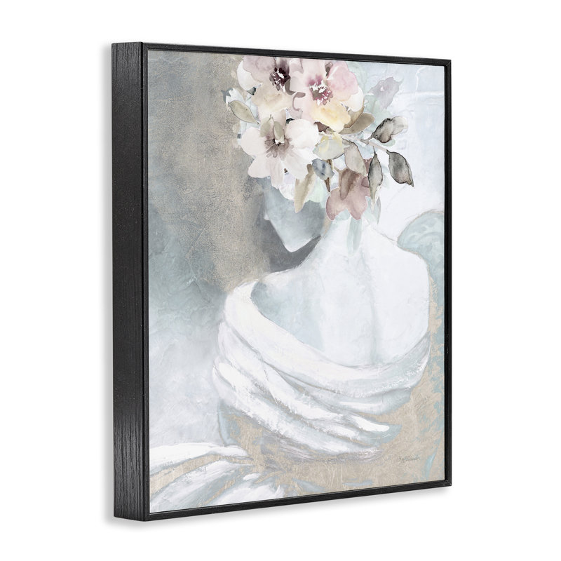«Woman & Florals Visage», art de la giclée encadrée par Carol Robinson, Noir, H 14 po x l 11 po