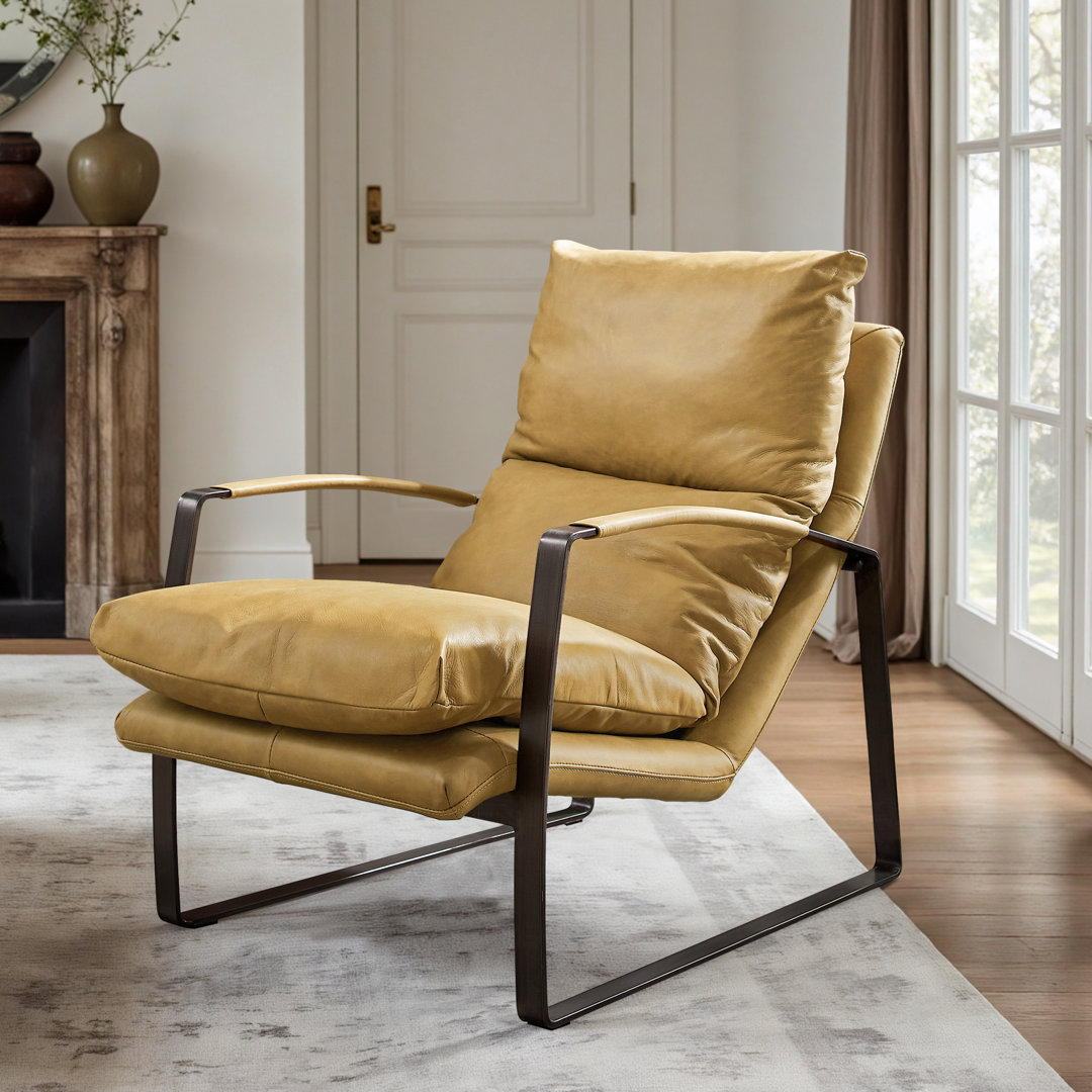 Zawacki 25.5" W Genuine Leather Lounge Armchair Willa Arlo™ Interiors Leg 