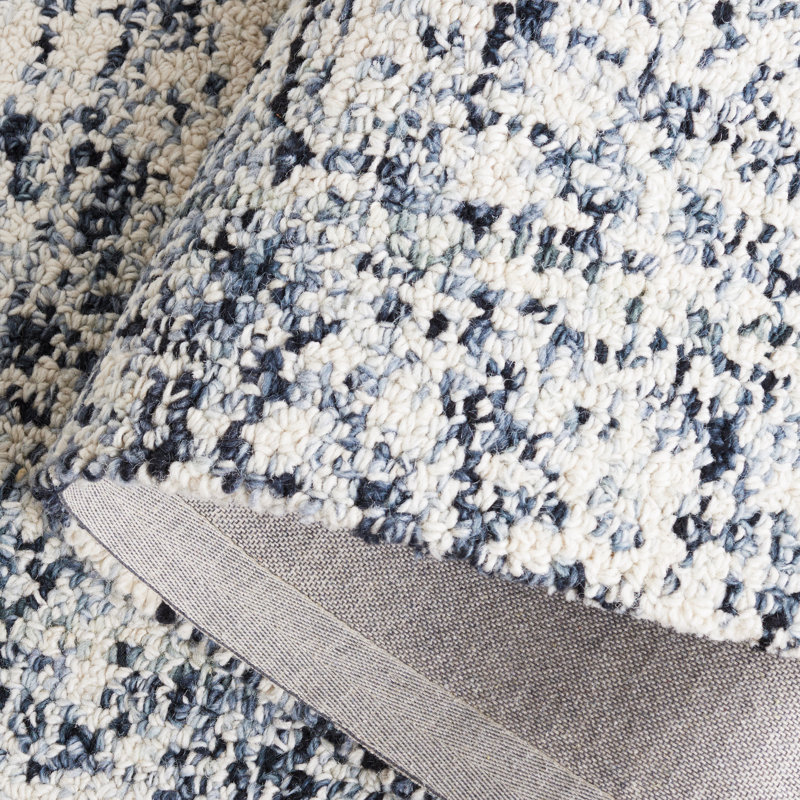 Gelissa Abstract Hand Tufted Wool/Cotton Abstract Rug in Ivory/Black, Square 6'