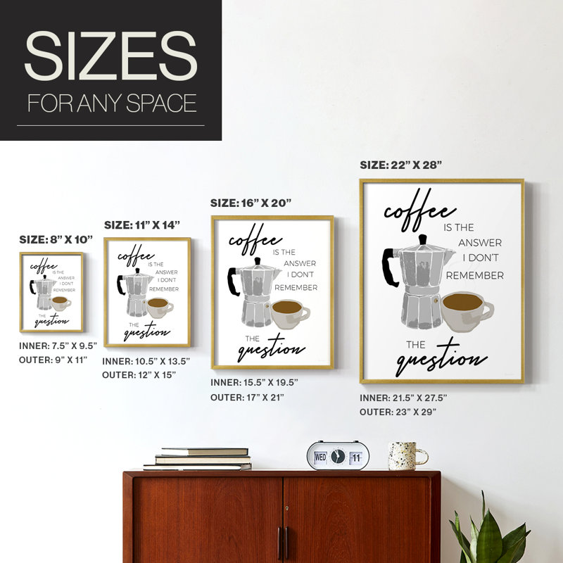 «Coffee is the Response» - Impression encadrée de qualité supérieure - Prêt à accrocher - Aucun clou requis - Aucun clou requis