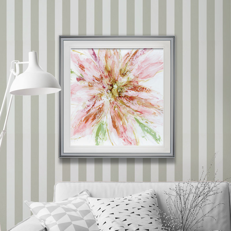 " Floral Strokes I ", 17.5" H x 17.5" W x 1.5" D, Silver Framed