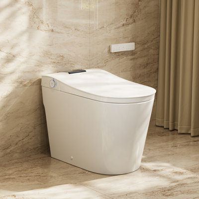  Toilette bidet intelligente HOROW T39 avec ouverture / fermeture automatique, chasse automatique, bouclier en mousse, siège chauffant, éclairage ambiant et réservoir intégré, chasse double 0,8 / 1,28 GPF