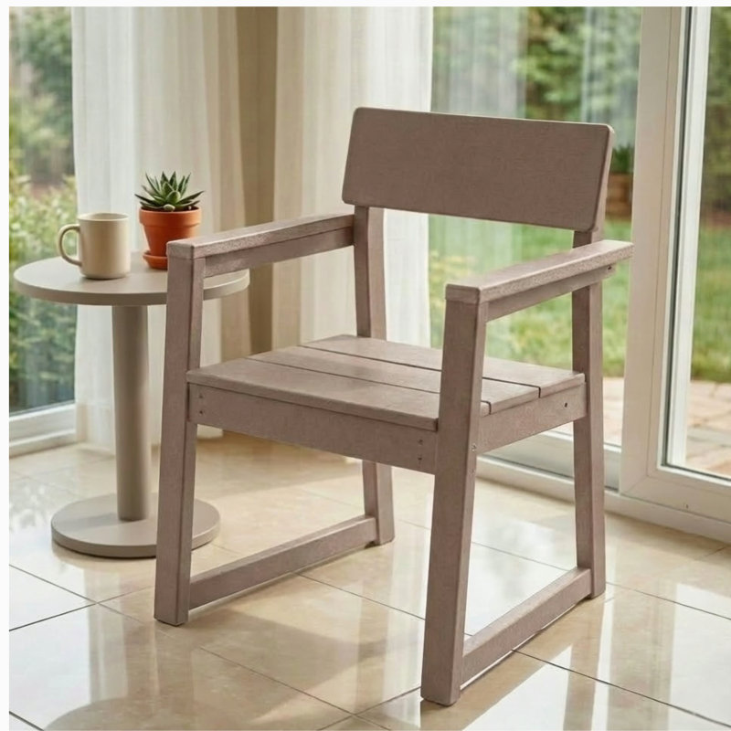Fauteuils d'extérieur et de jardin en PEHD couleur bois antique avec dossier
