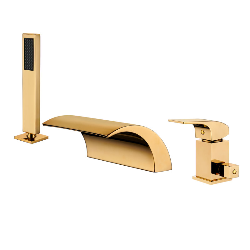 Doux Deck Tub Spout with Diverter, Gold