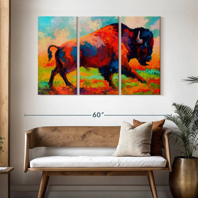 Brampt Bison Running Free, 32" H x 50" W
