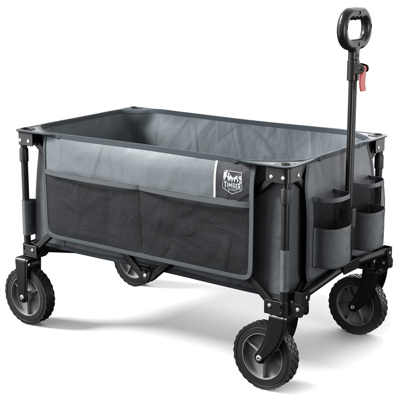 Adjustable Large Capacity Folding Wagon Garden Carts, 20.87" H x 18.11" W x 35.43" D, Black