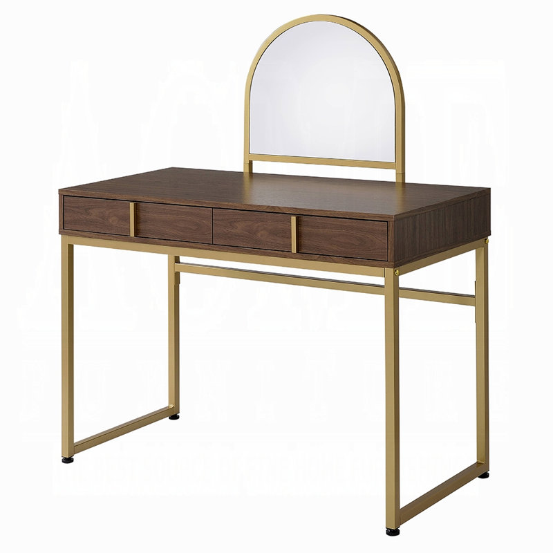 Blomquist Modern Vanity Desk With Sleek Contemporary Styling W/Mirror