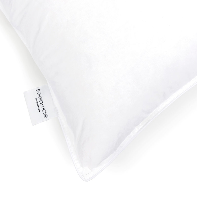 Medium White Duck Feather & Down Bed Pillow Pair with Cotton Shell