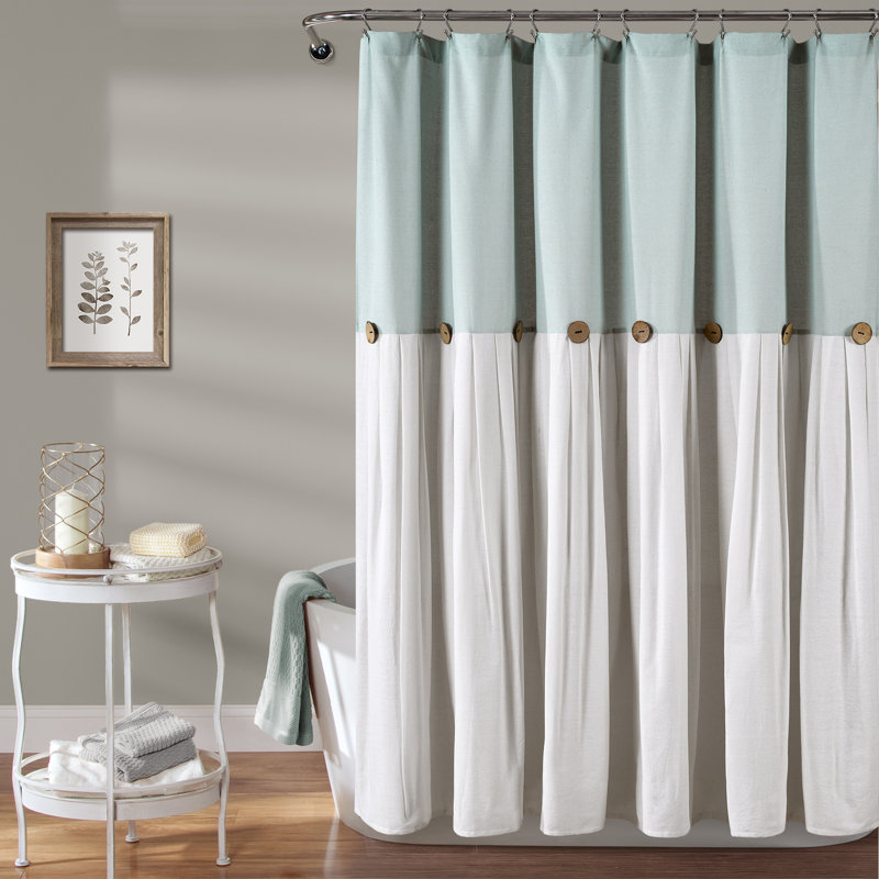 Ruya Polyester Blend Shower Curtain, Blue/White, 183cm W x 183cm L