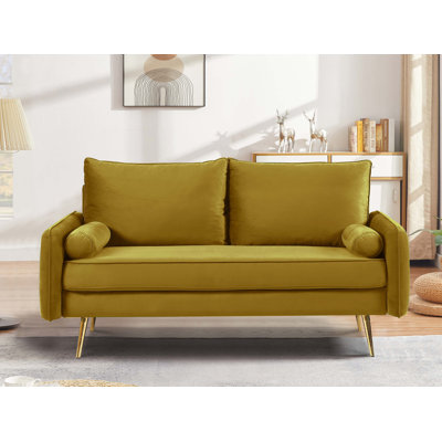 Compact Velvet Loveseat with Gold Legs for Small Spaces