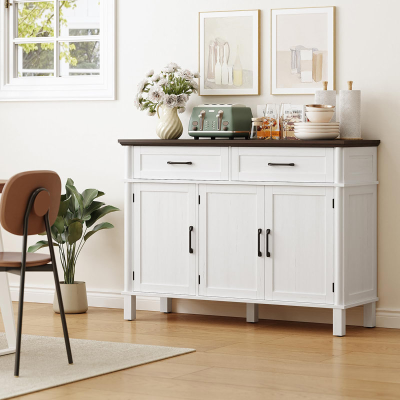 Buffet 48 po avec rangement, Blanc cassé