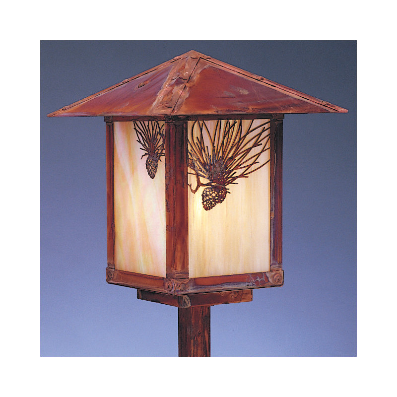 Evergreen 1 - Light Lantern Head, Sycamore, Antique Brass, Amber Mica