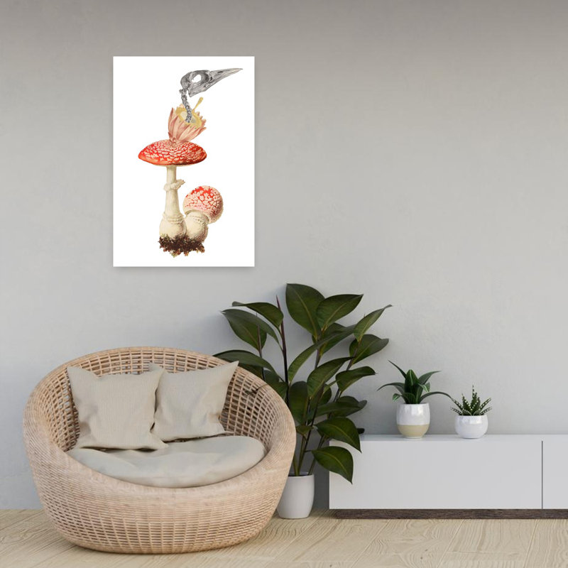 Art champignon surréel, fantaisiste et biologique, H 24 po x l 16 po