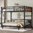 Full Over Full Metal Bunk Bed/Metal Loft Bed,Separable Bunk Beds,With Raised Security Fence,Walnut Color-771683491-771683489