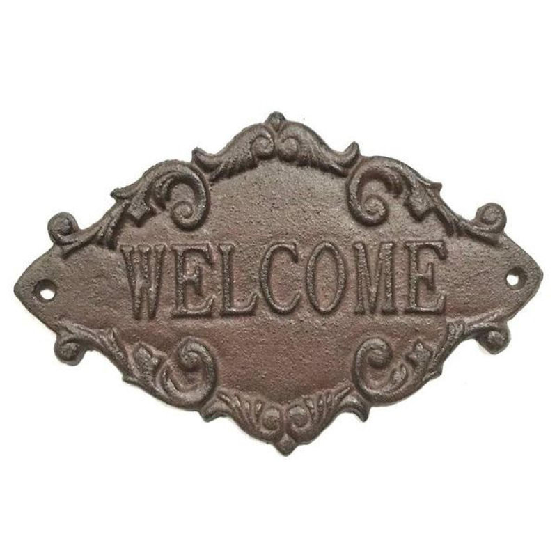 Plaque de bienvenue en fonte