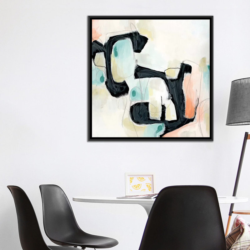 «Pastel Horizon I», reproduction d'art sur toile tendue, H 37 po x l 37 po x P 1,5 po, Toile encadrée noire, Pas de tapis