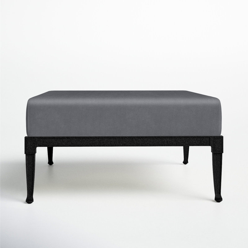 Wiltshire Outdoor Ottoman, Impact Vapor Gray Sunbrella®, Textured Black