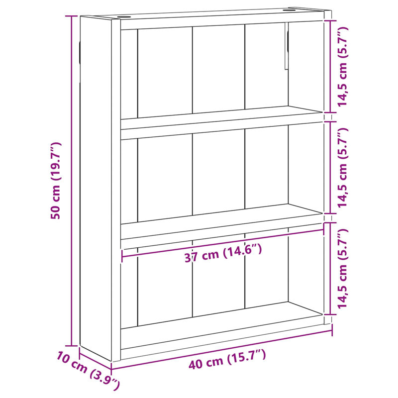 Wall Mounted Required Bathroom Cabinet, White, 50cm H x 40cm W x 10cm D