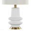 Lampe de table contemporaine en polyrésine de 26 po Lloyd en polyrésine blanc mat, laiton moderne et abat-jour en lin blanc de Grandview Gallery - ensemble de 2-1003214398