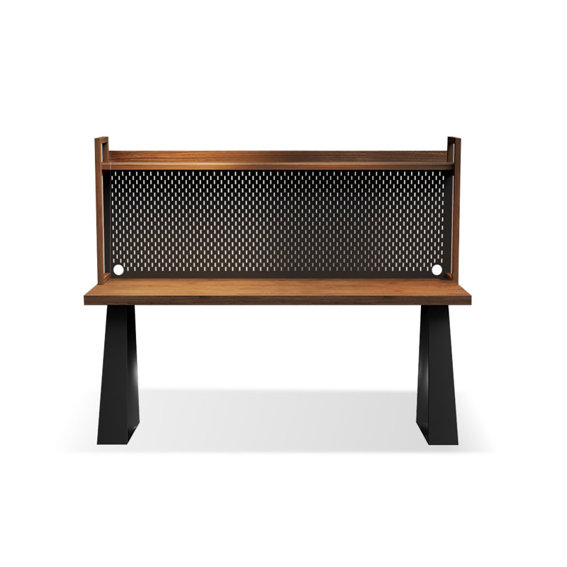 Nut-brown Rectangular Solid Wood writing desk, 61.02" H x 62.99" W x 23.62" D