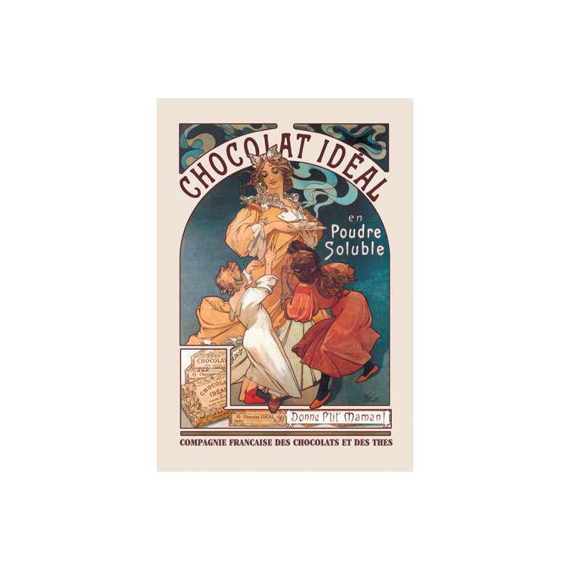 « chocolat idéal », affiche rétro sur toile tendue, H 30 po x l 20 po x P 0,5 po