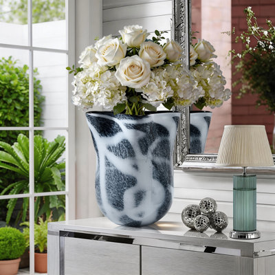 Irregular Hand-blown Colored Glaze Vase；Table Vase；Wide-mouth Vase；Modern Sculptural Vase