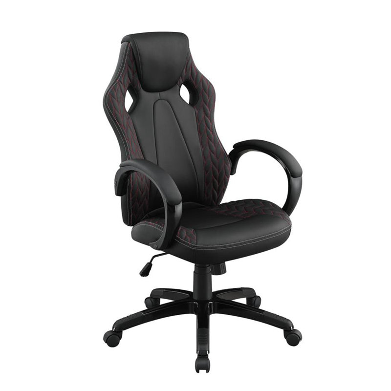 Inbox Zero Kelleher Adjustable Faux Leather Swiveling Gaming Chair Game Chair in Black