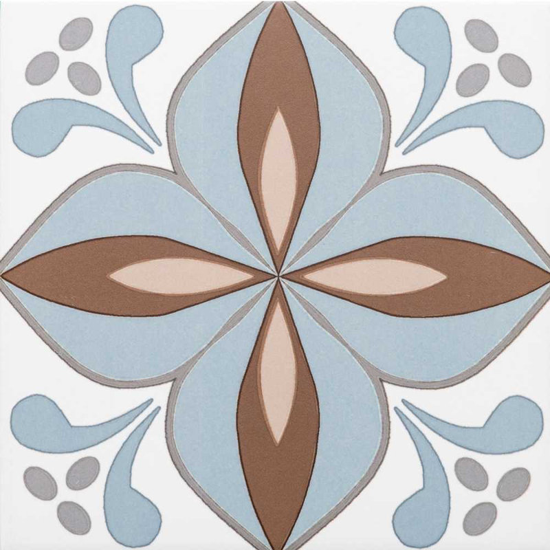 Petals 8.7" X 8.7"  Porcelain Patterned Matte Wall & Floor Tile, Beige