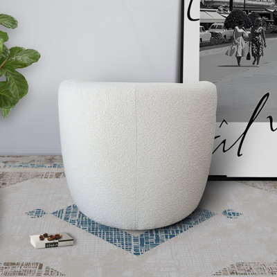 White Boucle Lounge Chair