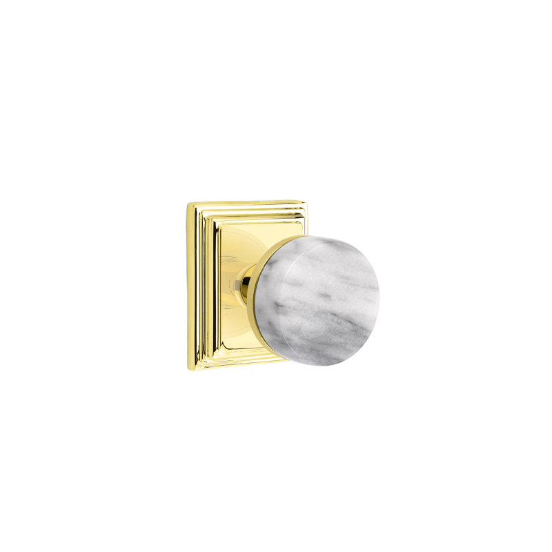 Select Knob with Square Rosette, Unlacquered Brass