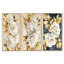 «White Roses with Golden Leaves - Roses», art mural 3 pièces-129076747-129076745