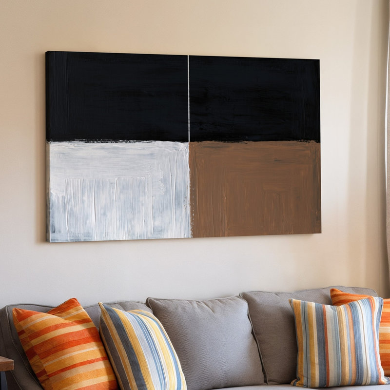 Toile, création d'une œuvre d'art abstraite minimaliste mettant en vedette un art mural divisé vertical central mettant en vedette une transition douce