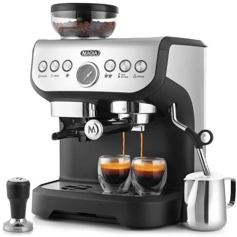 Magia Manual Espresso Machine with Grinder and Milk Frother - Latte Cappuccino Machine by Zulay Kitchen