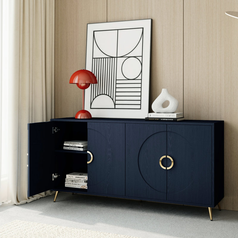 Armoire moderne avec tablettes réglables pour la cuisine et la salle à manger, Navy Blue