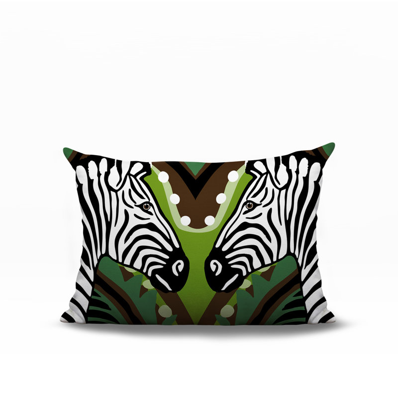 Oreiller rectangulaire réversible intérieur / extérieur Kondy Zebra, Chartreuse, H 14 po x l 20 po