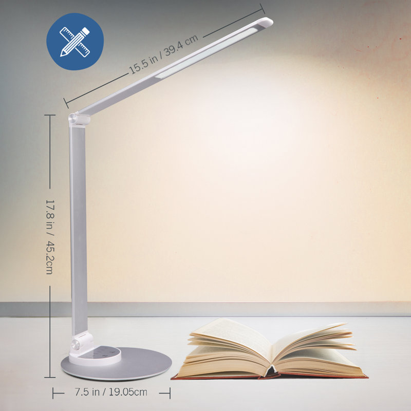 Lampe de table moderne à DEL réglable en aluminium avec fonction mémoire, lumière à intensité variable pour le bureau, la lecture et la lecture