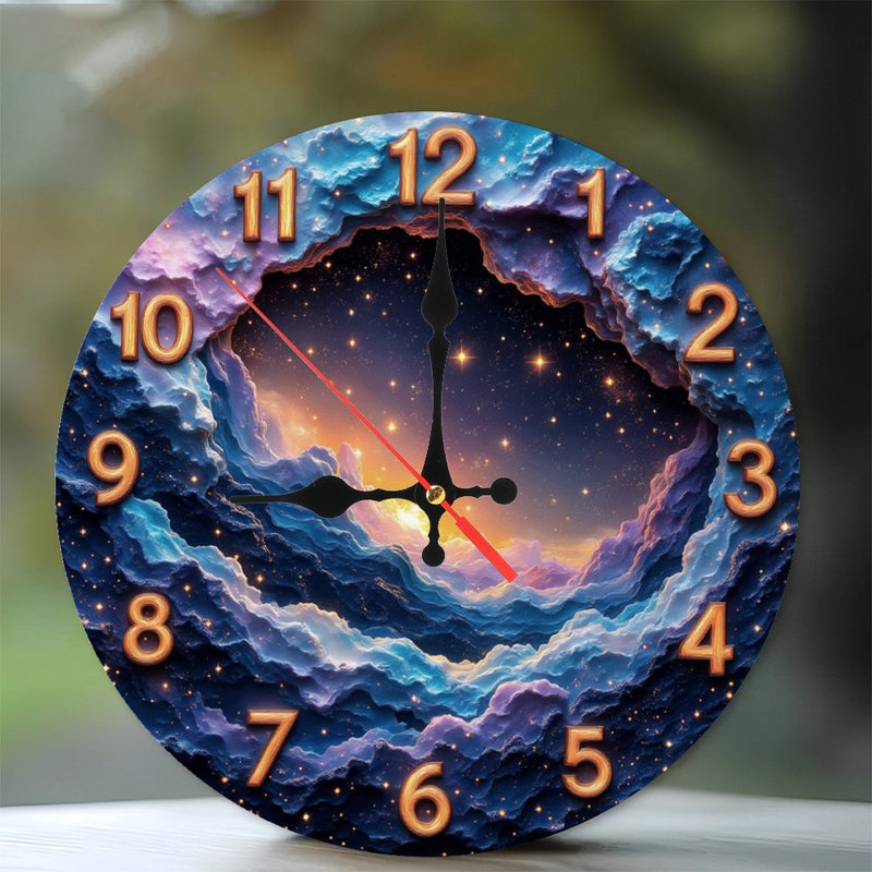 Horloge chiffres avec ciel de nébuleuse cosmique