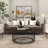 Baylor Black Metal Caged Coffee Table with Shaded Glass Top 32" x 32" x 15"