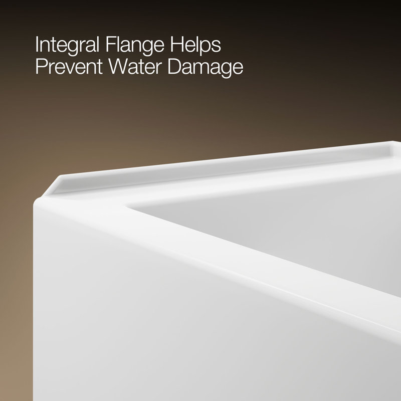Underscore® 60" x 30" Rectangular Alcove Soaking Bathtub with Slotted Overflow and Integral Apron, Right, White