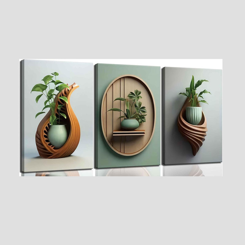 3 Piece Wrapped Canvas Print, 60 cm H x 40 cm W