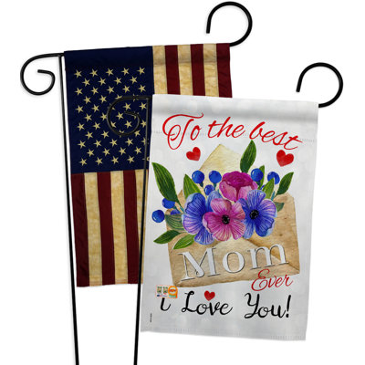 Ensemble de 2 drapeaux de jardin 2 côtés en polyester 19 po pour les meilleurs impressions de maman