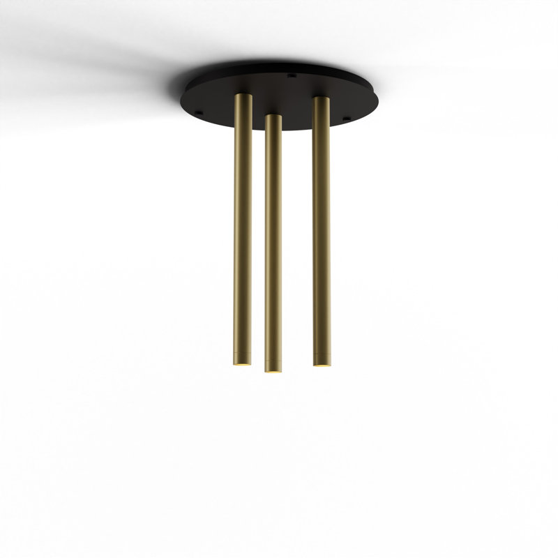 3 - Light LED Pendant, Brass