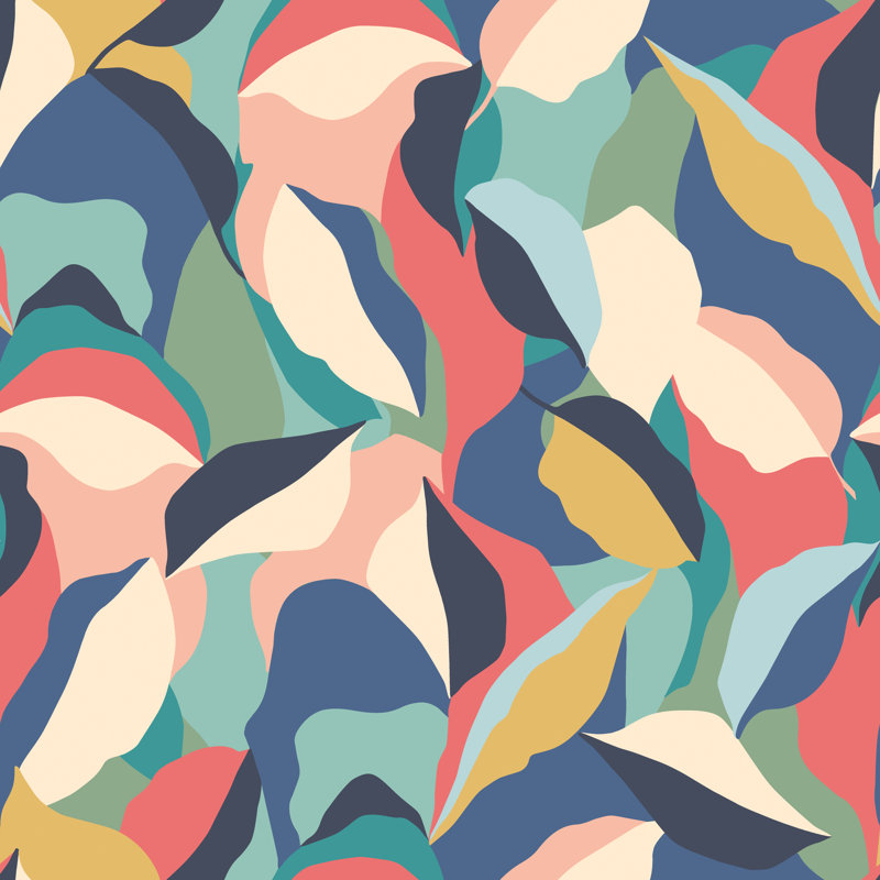 Woodby 10m x 50cm Matte Wallpaper Roll, Red/Teal/Blue